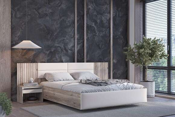 Кровать с подъёмным механизмом Урбан КР-18 160х200, Дуб смоки, Кашемир