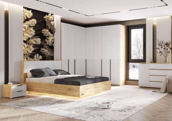 С/Г Марвэл Кровать парящая 1,6м (ортопед дерево) (Браш Вайт/Дуб Крафт, Дуб Крафт) С/Г Марвэл Кровать парящая 1,6м (ортопед дерево) (Браш Вайт/Дуб Крафт, Дуб Крафт)