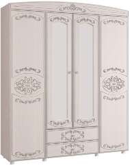 Шкаф 4-х дверный комбинированный с зеркалом Каролина вудлайн/сандал