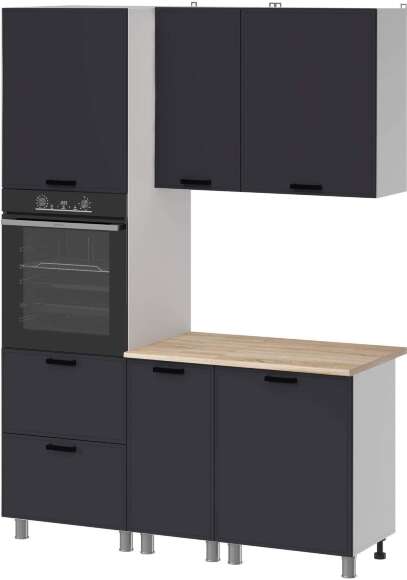 Кухня Аленушка 1,6м ПД Магнолия Сталь,скоба черный,сонома Кухня Аленушка 1,6м ПД Магнолия Сталь,скоба черный,сонома