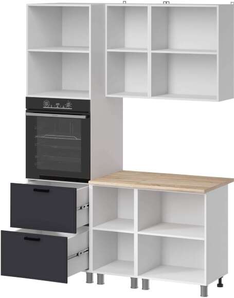 Кухня Аленушка 1,6м ПД Магнолия Сталь,скоба черный,сонома Кухня Аленушка 1,6м ПД Магнолия Сталь,скоба черный,сонома