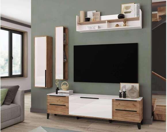 Шкаф торцевой Малави МШТ, Дуб крафт табачный, Белый глянец Шкаф торцевой Малави МШТ, Дуб крафт табачный, Белый глянец