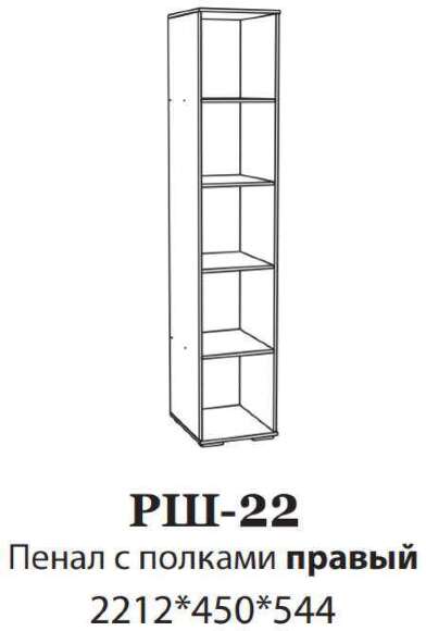 Шкаф-пенал с полками правый РШ-22 Ричард DOMANI (Ясень анкор светлый) Шкаф-пенал с полками правый РШ-22 Ричард DOMANI (Ясень анкор светлый)