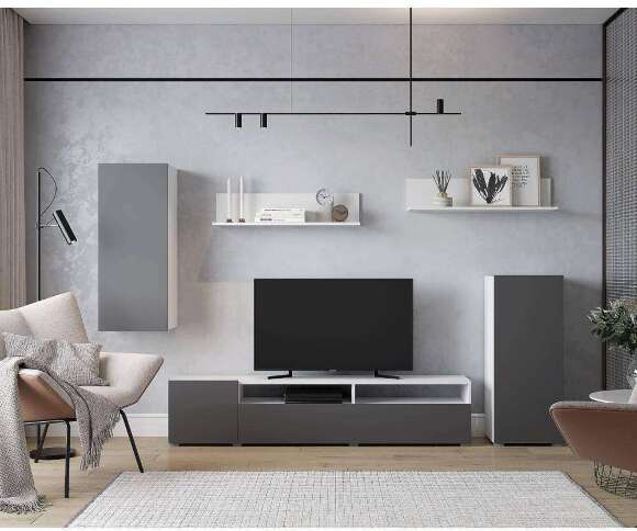 Гостиная Лира (Горизонт) Серый Графит / Белый