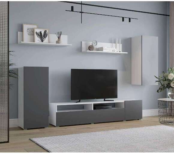 Гостиная Лира (Горизонт) Серый Графит / Белый