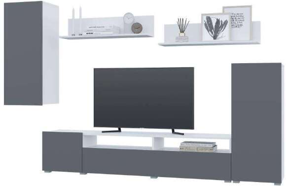 Гостиная Лира (Горизонт) Серый Графит / Белый