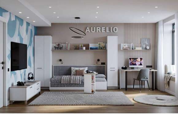 Полка навесная Аурелио 23, Белый, Блеквуд Сатиновый