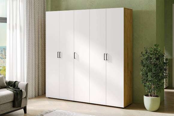 Шкаф распашной ШК 10, Дуб золотой, Белый