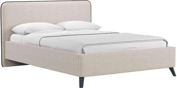 Миа кровать 140 Bravo white (светло-бежевый) / кант Лайт 10 Велюр (коричневый)