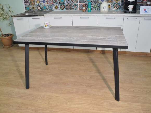 Стол обеденный Боро Черный / Бетон темный