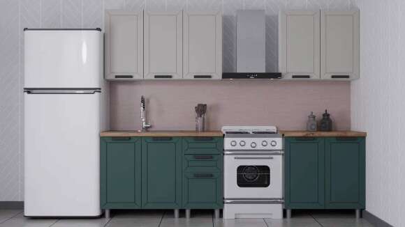 Кухня Аленушка 2 м Лилия Керамика/Изумруд,скоба черный,черный Кухня Аленушка 2 м Лилия Керамика/Изумруд,скоба черный,черный