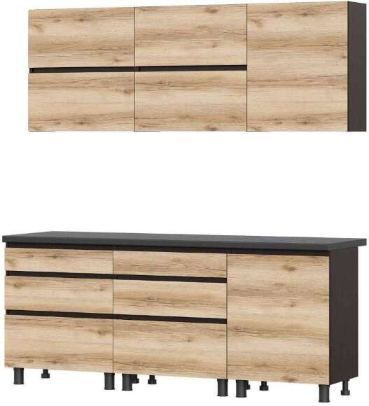 Шкаф кухонный напольный с ящиками 70 см Берген 7с3 (Венге/Дуб Делано)