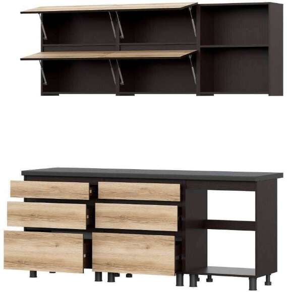 Шкаф кухонный напольный с ящиками 70 см Берген 7с3 (Венге/Дуб Делано)