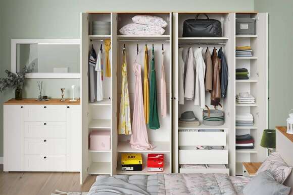 Шкаф для одежды Остин 13.336.02, Белый шагрень, Дуб золотой Шкаф для одежды Остин 13.336.02, Белый шагрень, Дуб золотой