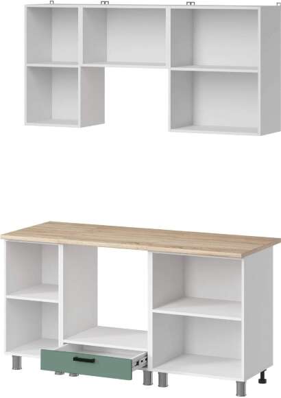 МК Аленушка 1,6м в.5 Орешник Матовая Мята,скоба черный,сонома