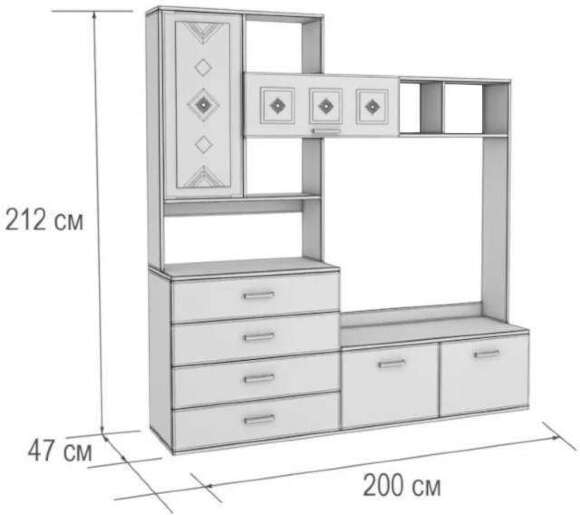 Центральная секция Белла венге / дуб атланта