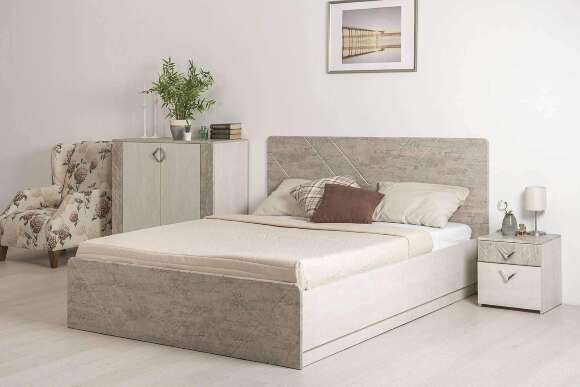 Кровать Амели 11.31,Шелковый камень; Бетон Чикаго