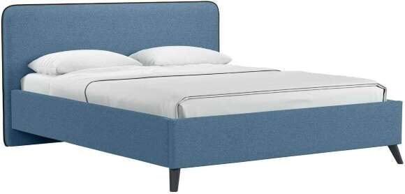 Миа кровать 160 Bravo blue (светло-синий) / кант Лайт 10 Велюр (коричневый)