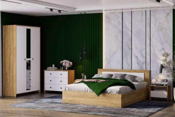 Шкаф трехстворчатый Дольче, Дуб Золотой, Белый Шкаф трехстворчатый Дольче, Дуб Золотой, Белый