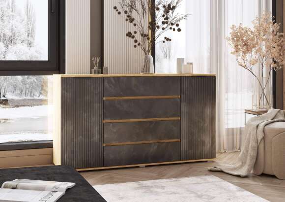 Марвэл Комод 2 двери 4 ящика (1600) (Мальта грей, Дуб Крафт) Марвэл Комод 2 двери 4 ящика (1600) (Мальта грей, Дуб Крафт)