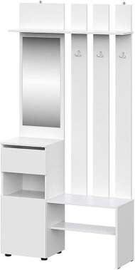 Токио вешалка с зеркалом / Белый текстурный Токио вешалка с зеркалом / Белый текстурный