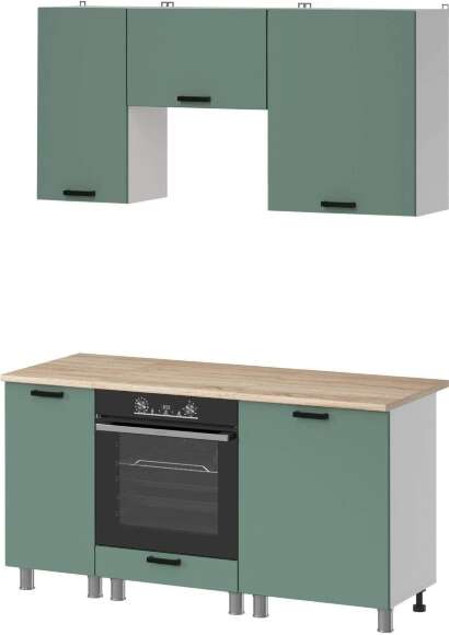 МК Аленушка 1,6м в.5 Орешник Матовая Мята,скоба черный,сонома (без столешницы)