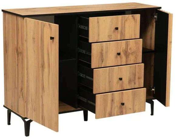 Модульная гостиная Либерти 1 (опора h150) Дуб вотан/Черный