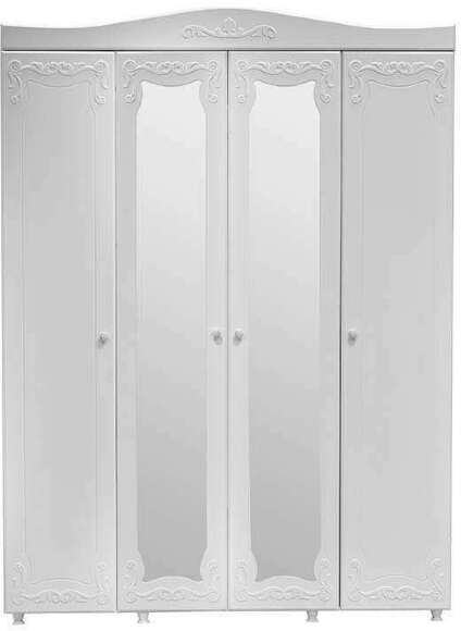 Шкаф 4-х дверный с 2-я зеркалами Италия ИТ-60 белое дерево Шкаф 4-х дверный с 2-я зеркалами Италия ИТ-60 белое дерево