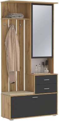 Прихожая с зеркалом Антре 65.08, Диамант серый Прихожая с зеркалом Антре 65.08, Диамант серый
