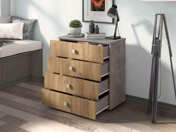 Комод Лофт-4 Бетон ателье / Дуб Крафт Комод Лофт-4 Бетон ателье / Дуб Крафт