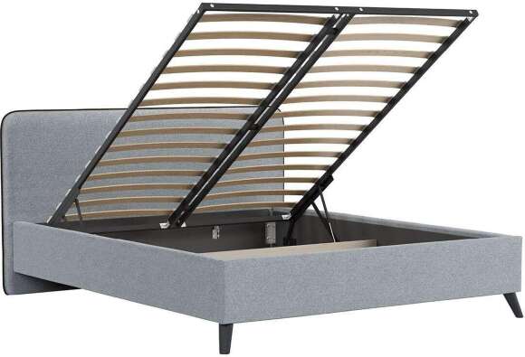 Миа кровать 160 Bravo grey (серый) / кант Лайт 10 Велюр (коричневый)