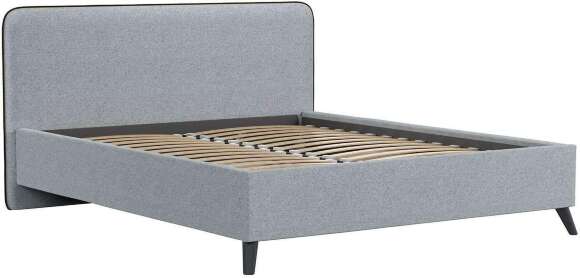 Миа кровать 160 Bravo grey (серый) / кант Лайт 10 Велюр (коричневый)