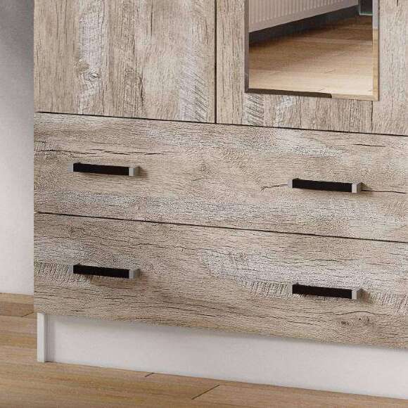 Шкаф двухдверный с зеркалом 800 Лагуна (ТЭКС) Дуб Юкон