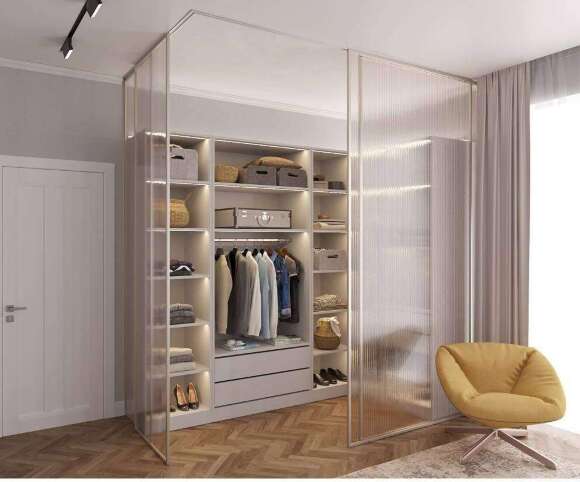 Гардеробная Рум. Комплект 3.1 без фасадов, ясень Гардеробная Рум. Комплект 3.1 без фасадов, ясень