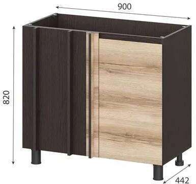 Шкаф кухонный напольный угловой 100 см Берген 10ус (Венге/Дуб Делано)