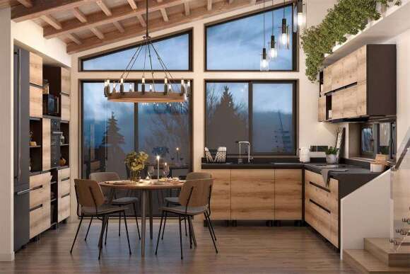 Шкаф кухонный напольный угловой 100 см Берген 10ус (Венге/Дуб Делано)