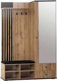 Прихожая с зеркалом Либерти 51.22, Дуб Вотан, Черный