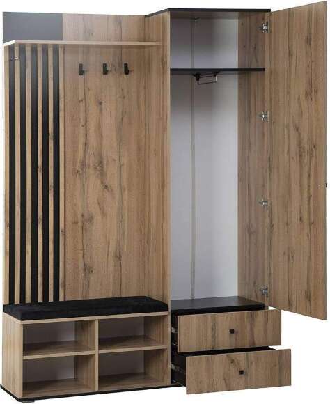 Прихожая с зеркалом Либерти 51.22, Дуб Вотан, Черный