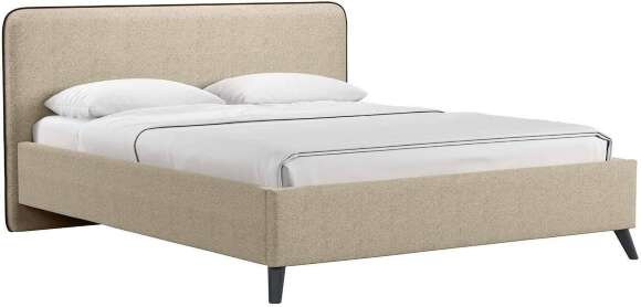 Миа кровать 160 Bravo light brown (бежево-коричневый) / кант Лайт 10 Велюр (коричневый)