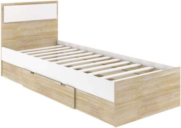 NEXT 71 Кровать односпальная с ящиком 800 Белый / Дуб Сонома NEXT 71 Кровать односпальная с ящиком 800 Белый / Дуб Сонома