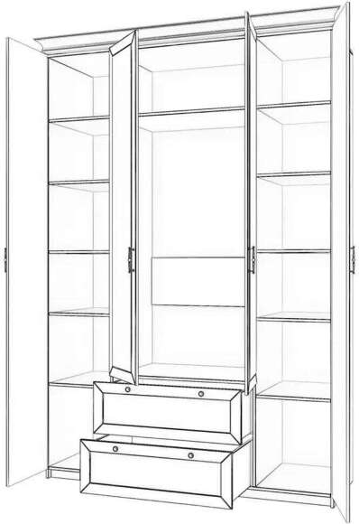 Бэль Шкаф четырехдверный + Карнизы 1602/550 Слоновая кость Бэль Шкаф четырехдверный + Карнизы 1602/550 Слоновая кость