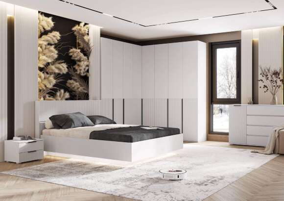 С/Г Марвэл Кровать парящая 1,6м (ортопед металл) (Браш Вайт/Белый, Белый) С/Г Марвэл Кровать парящая 1,6м (ортопед металл) (Браш Вайт/Белый, Белый)