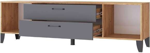 Тумба под телевизор Парус-13, Дуб крафт золотой, Графит серый