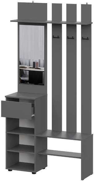 Денвер вешалка с зеркалом / Графит серый