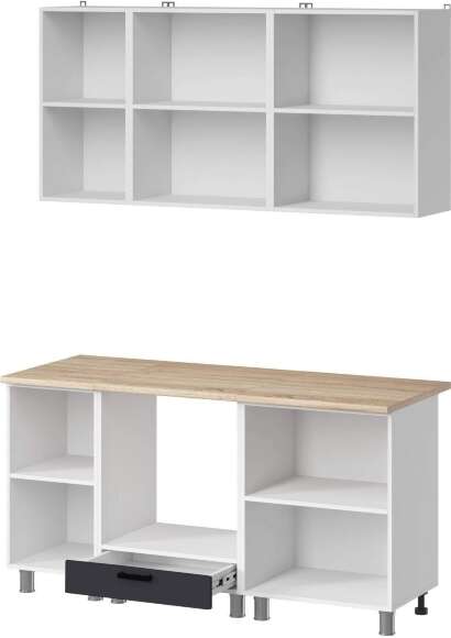 МК Аленушка 1,6м в.6 Лаванда Сталь,скоба черный,сонома