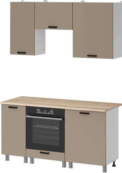 МК Аленушка 1,6м в.5 Орешник Матовый Вижен,скоба черный,сонома (без столешницы)