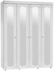 Шкаф 4-х дверный с 4-я зеркалами Афина АФ-61 белое дерево