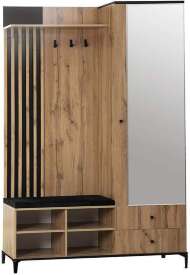 Прихожая с зеркалом Либерти 51.22, Дуб Вотан, Черный