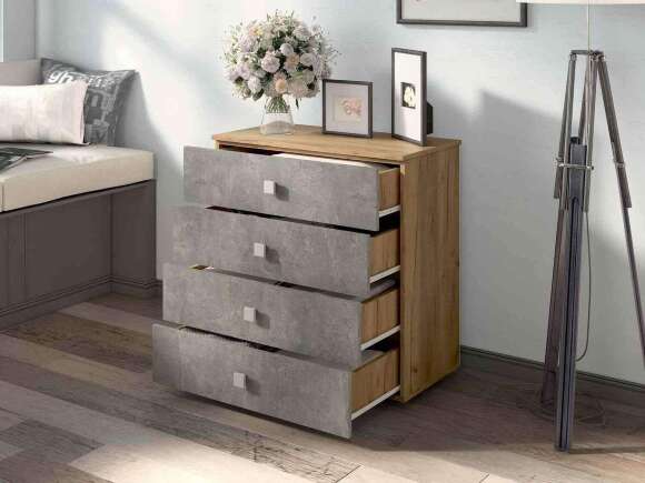 Комод Лофт-4 Дуб Крафт / Бетон ателье Комод Лофт-4 Дуб Крафт / Бетон ателье