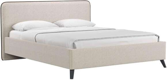 Миа кровать 160 Bravo white (светло-бежевый) / кант Лайт 10 Велюр (коричневый)